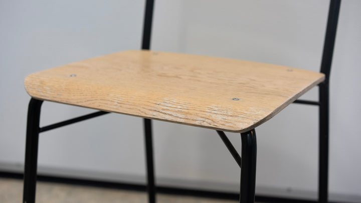 Pair of wood & metal dining chairs. Loop 2