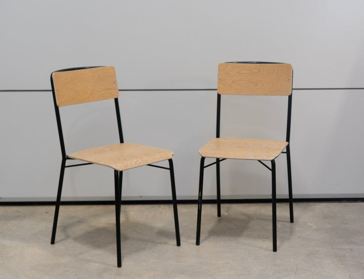 Pair of wood & metal dining chairs. Loop 2