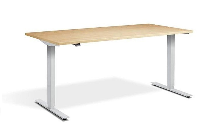 Metro sit stand desk in oak and white